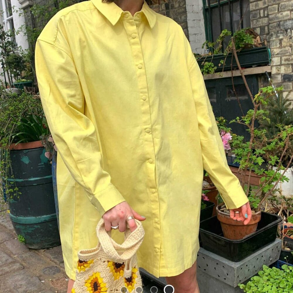 ASOS Yellow Long Sleeve Shirt Dress
